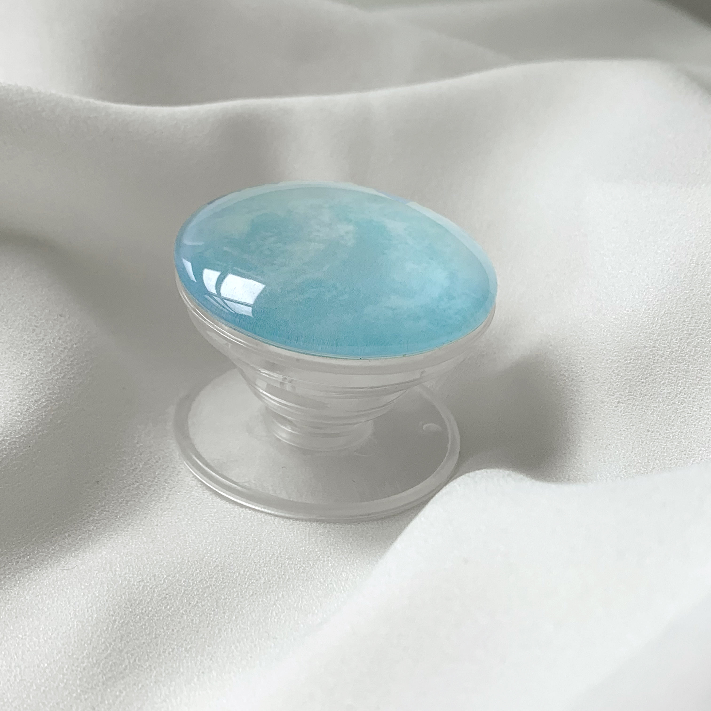 스카이 블루 그라데이션 입체 투명 스마트톡 그립톡