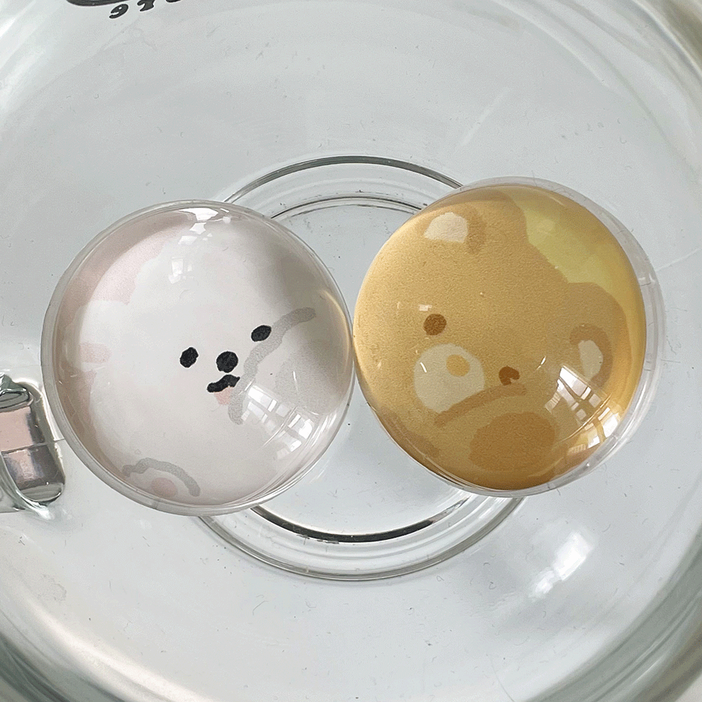 [MADE] 꺼내줘요 곰돌이 강아지 입체 반구 레진 투명 스마트톡