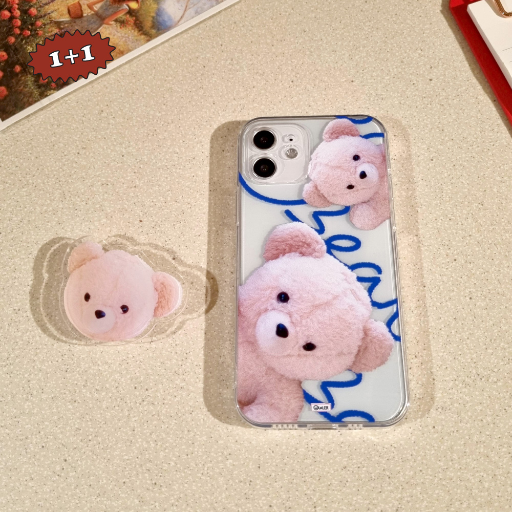[아이폰13입고/1+1그립톡세트/MADE] 피카부 테디베어 곰인형 아이폰 케이스