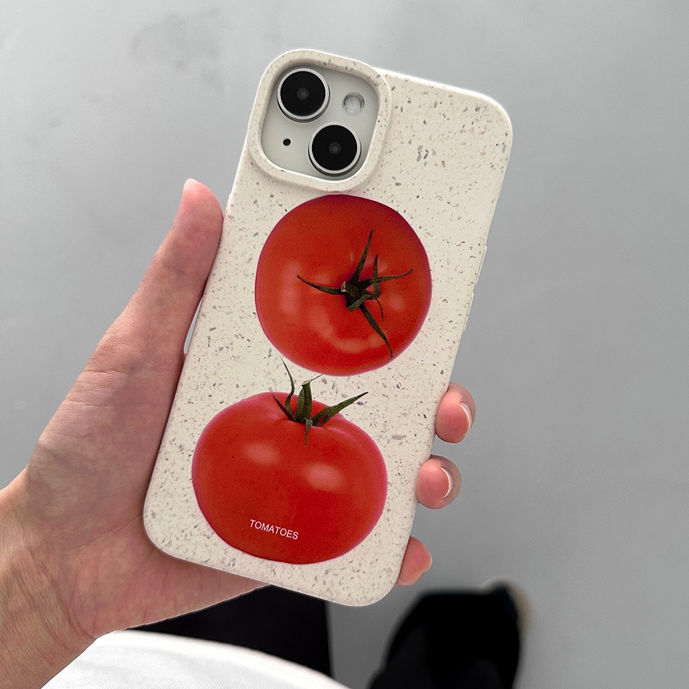 [아이폰15입고/당일출고] 토마토 실사 화이트 감성 대리석 젤리 아이폰케이스