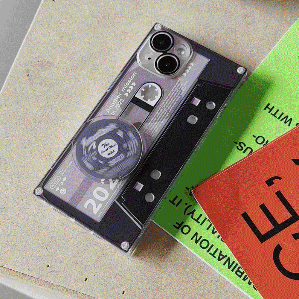 [당일출고] 입체 LP판 일체형 보라 카세트 테이프 젤리 아이폰케이스