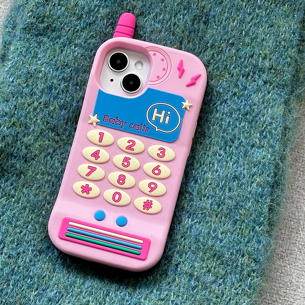 [당일출고] 하이핑크 전화기 입체 실리콘 아이폰케이스