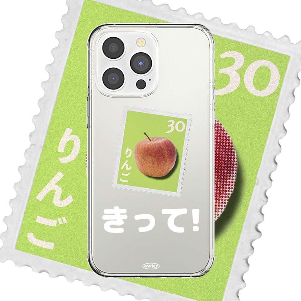[당일출고/MADE] 일본 사과 우표 투명 젤리 아이폰케이스