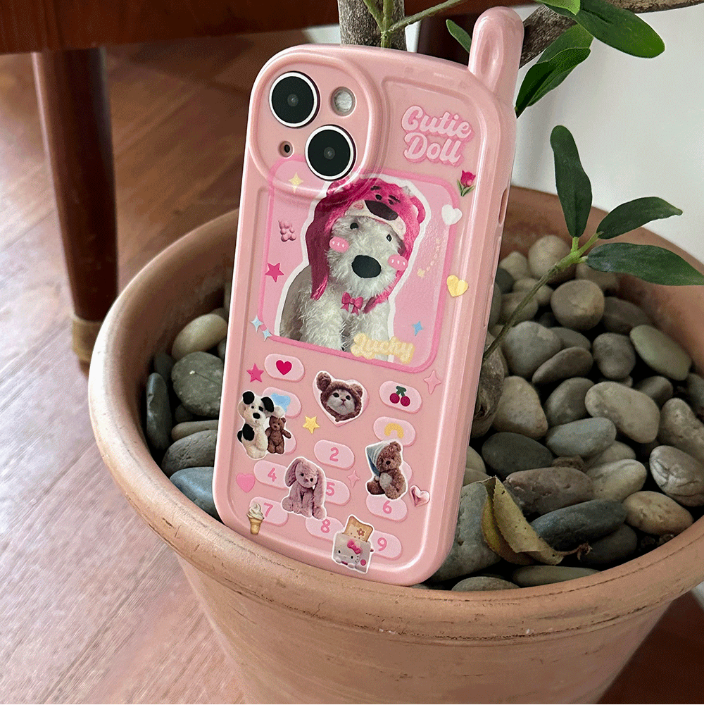 [당일출고] 캣 퍼피 베어 인형 실사 y2k 핑크 휴대폰 아이폰케이스