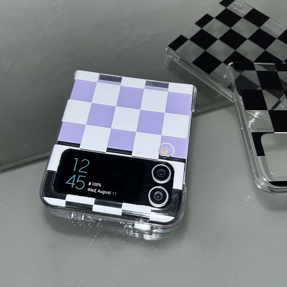 [MADE] 바둑 체커보드 패턴 갤럭시 Z플립3 투명 하드 케이스